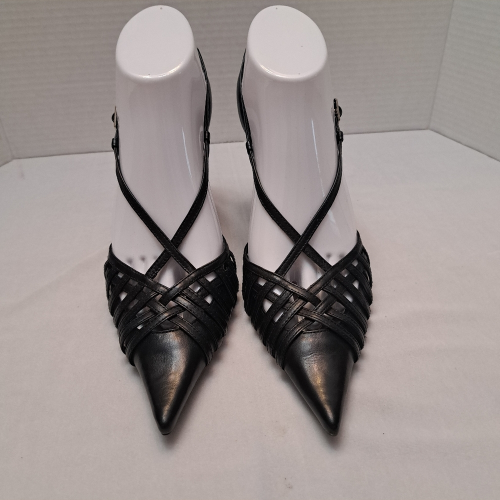 BCB Girls black, criss cross heels , size 8.5